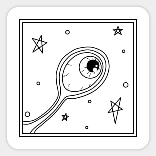 Psychedelic Space Eyeball Line Art Black Sticker